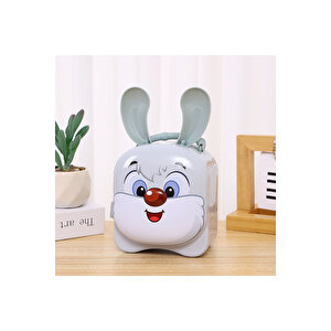 Tavşan Çantalı Ve Kilitli Metal Kumbara, Gri, 19x12 Gri