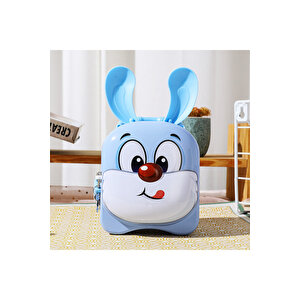 Tavşan Çantalı Ve Kilitli Metal Kumbara, Mavi, 19x12- Mavi