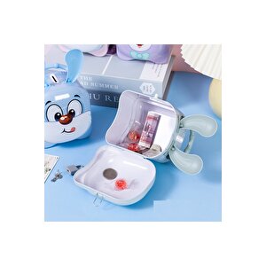 Tavşan Çantalı Ve Kilitli Metal Kumbara, Mavi, 19x12- Mavi