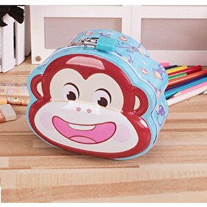 Maymuncuk Çantalı Ve Kilitli Metal Kumbara, 14x13 - Mavi Mavi
