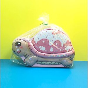 Kaplumbağa Çantalı Ve Kilitli Metal Kumbara, 20x12 - Pembe Pembe