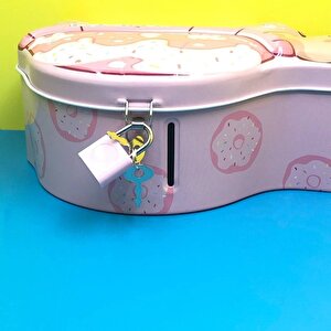 Kaplumbağa Çantalı Ve Kilitli Metal Kumbara, 20x12 - Pembe Pembe