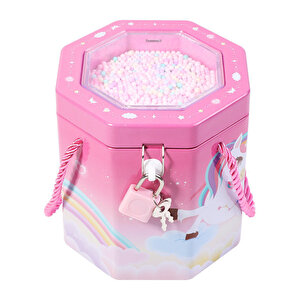 Unicorn Altigen Askılı Ve Kilitli Metal Kumbara, Pembe, 13x12 Pembe