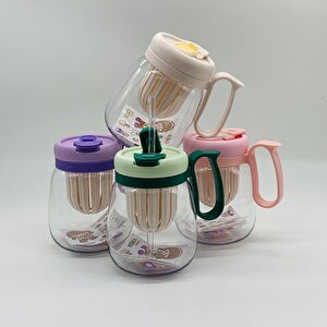 Süzgeçli Bardak Suluk, Yapışkanlı Ve Pipetli, 15x13 - Mor Mor