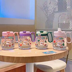 Süzgeçli Bardak Suluk, Yapışkanlı Ve Pipetli, 15x13 - Yeşil Yeşil