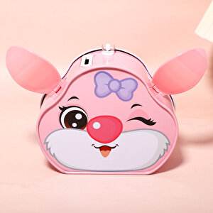 Tavşan Çantalı Ve Kilitli Metal Kumbara, 14x12 - Pembe Pembe