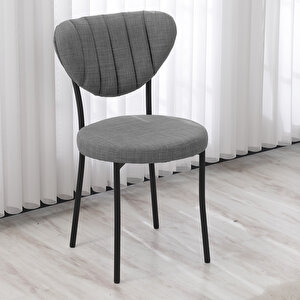 Elegant Mutfak Sandalyesi, Yemek Odası, Balkon, Kafe Restoran Sandalye Silinebilir Keten Kumaş. Gri