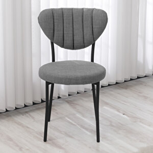 Elegant Mutfak Sandalyesi, Yemek Odası, Balkon, Kafe Restoran Sandalye Silinebilir Keten Kumaş. Gri