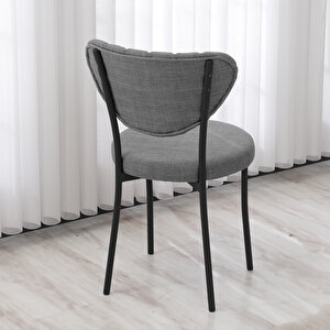 Elegant Mutfak Sandalyesi, Yemek Odası, Balkon, Kafe Restoran Sandalye Silinebilir Keten Kumaş. Gri