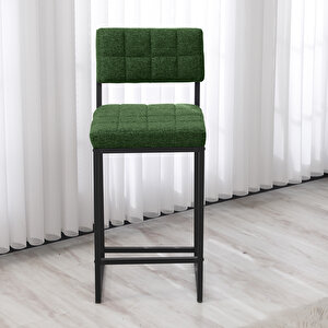 Retro Mutfak Bar Sandalyesi, Yemek Odası, Balkon, Kafe Restoran Sandalye Silinebilir Keten Kumaş. Yeşil