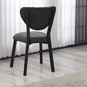 Elma Mutfak Sandalyesi, Yemek Odası, Balkon, Kafe Restoran Sandalye Silinebilir Keten Kumaş. Antrasit