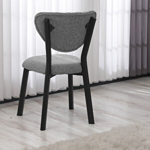 Elma Mutfak Sandalyesi, Yemek Odası, Balkon, Kafe Restoran Sandalye Silinebilir Keten Kumaş. Gri