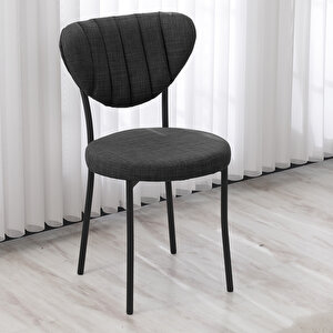 Elegant Mutfak Sandalyesi, Yemek Odası, Balkon, Kafe Restoran Sandalye Silinebilir Keten Kumaş. Antrasit