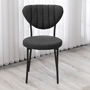 Elegant Mutfak Sandalyesi, Yemek Odası, Balkon, Kafe Restoran Sandalye Silinebilir Keten Kumaş. Antrasit