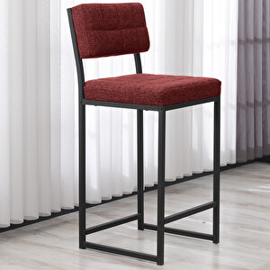 Retro Mutfak Bar Sandalyesi, Yemek Odası, Balkon, Kafe Restoran Sandalye Silinebilir Keten Kumaş. Bordo