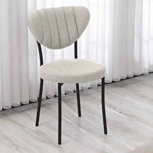 Elegant Mutfak Sandalyesi, Yemek Odası, Balkon, Kafe Restoran Sandalye Silinebilir Keten Kumaş. Krem
