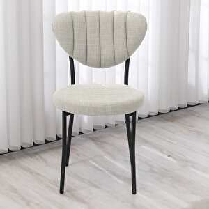 Elegant Mutfak Sandalyesi, Yemek Odası, Balkon, Kafe Restoran Sandalye Silinebilir Keten Kumaş. Krem