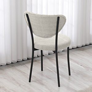 Elegant Mutfak Sandalyesi, Yemek Odası, Balkon, Kafe Restoran Sandalye Silinebilir Keten Kumaş. Krem