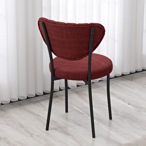 Elegant Mutfak Sandalyesi, Yemek Odası, Balkon, Kafe Restoran Sandalye Silinebilir Keten Kumaş. Bordo