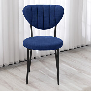 Elegant Mutfak Sandalyesi, Yemek Odası, Balkon, Kafe Restoran Sandalye Silinebilir Keten Kumaş. Lacivert