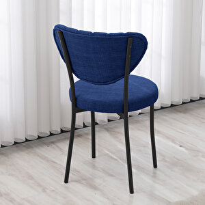 Elegant Mutfak Sandalyesi, Yemek Odası, Balkon, Kafe Restoran Sandalye Silinebilir Keten Kumaş. Lacivert
