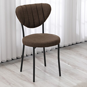 Elegant Mutfak Sandalyesi, Yemek Odası, Balkon, Kafe Restoran Sandalye Silinebilir Keten Kumaş. Kahverengi
