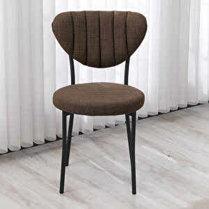 Elegant Mutfak Sandalyesi, Yemek Odası, Balkon, Kafe Restoran Sandalye Silinebilir Keten Kumaş. Kahverengi