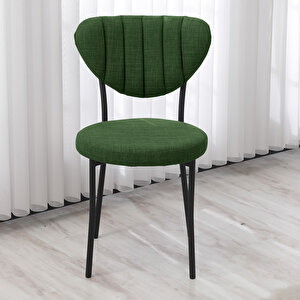 Elegant Mutfak Sandalyesi, Yemek Odası, Balkon, Kafe Restoran Sandalye Silinebilir Keten Kumaş. Yeşil