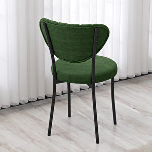 Elegant Mutfak Sandalyesi, Yemek Odası, Balkon, Kafe Restoran Sandalye Silinebilir Keten Kumaş. Yeşil