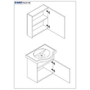 Karen Banyo Fulya 50 Cm Mdf Lavabolu Aynalı Banyo Dolabı Seti Seramik Lavabo Dahil Beyaz