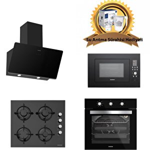 Bo6503b01 - Cs5349b01 - 3420 Classy 60 - Mw9018b01 Siyah Cam Ankastre Set