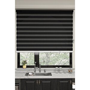 Siyah Bambu Zebra Perde Etek Dilimsiz 150x180 Cm