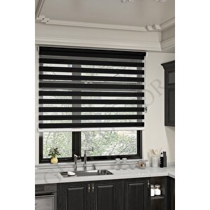 Siyah Bambu Zebra Perde Etek Dilimsiz 160x260 Cm 160x260 cm