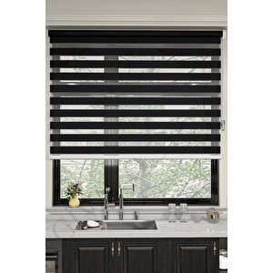 Siyah Bambu Zebra Perde Etek Dilimsiz 160x260 Cm 160x260 cm