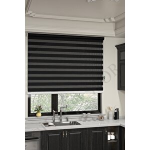Siyah Bambu Zebra Perde Etek Dilimsiz 160x180 Cm 160x180 cm