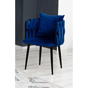 Sarmaşık Çay Seti Takımı Koltuk Takımı Oturma Odası Kafe Antre Hol Ofis 2+1+1 Siyah Metal Lacivert