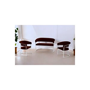 Rio Çay Seti Takımı Koltuk Takımı Oturma Odası Kafe Antre Hol Ofis 2+1+1 Krom Metal Kahveregi