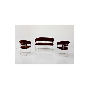 Rio Çay Seti Takımı Koltuk Takımı Oturma Odası Kafe Antre Hol Ofis 2+1+1 Krom Metal Kahveregi