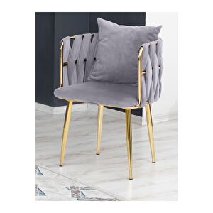 Sarmaşık Çay Seti Takımı Koltuk Takımı Oturma Odası Kafe Antre Hol Ofis 2+1+1 Gold Metal Taba