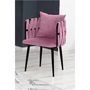 Sarmaşık Çay Seti Takımı Koltuk Takımı Oturma Odası Kafe Antre Hol Ofis 2+1+1 Siyah Metal Pudra