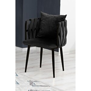 Sarmaşık Çay Seti Takımı Koltuk Takımı Oturma Odası Kafe Antre Hol Ofis 2+1+1 Siyah Metal Siyah