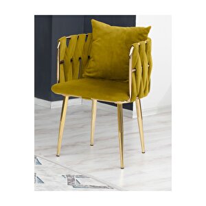 Sarmaşık Çay Seti Takımı Koltuk Takımı Oturma Odası Kafe Antre Hol Ofis 2+1+1 Gold Metal Yeşil