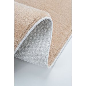 Vl Yıkanabilir Premium Beyaz Ponpon Saçaklı Kaymaz Taban Post Peluş Banyo Paspası 2'li Takım Vizon Vizon - Kayın