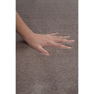 Vl Yıkanabilir Premium Ponpon Saçaklı Kaymaz Taban Post Peluş Banyo Paspası 2'li Takım Kahverengi Kahveregi
