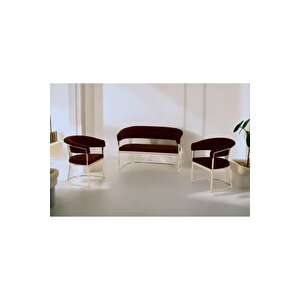 Rio Çay Seti Takımı Koltuk Takımı Oturma Odası Kafe Antre Hol Ofis 2+1+1 Gold Metal Kahveregi