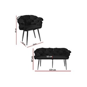 Balon Çay Seti Koltuk Takımı Oturma Odası Kafe Antre Hol Ofis 2+1+1 Krom Metal