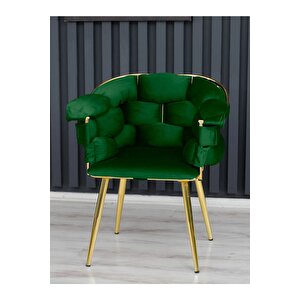 Balon Çay Seti Koltuk Takımı Oturma Odası Kafe Antre Hol Ofis 2+1+1 Gold Metal Yeşil