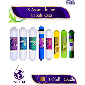 Nefa Tüm Kapalı Kasalar Ve İhlas (silver,plus,platinum Uyumlu), 8'li Filtre Seti, (çift Karbonlu), 80 Gpd