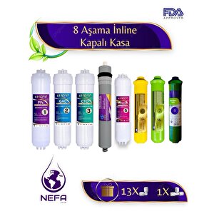 Nefa Tüm Kapalı Kasalar Ve İhlas (silver,plus,platinum Uyumlu), 8'li Filtre Seti, (çift Karbonlu), 80 Gpd