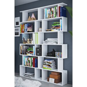 6 Raflı Çift Modül Zigzag Kitaplık Çalışma Odası Ofis Kitaplık